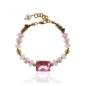 Tessin Armband mit Pinkem Glasstein, Perlen & Turmalin – 24K/18K vergoldet