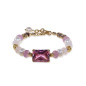 Tessin Armband mit Pinkem Glasstein, Perlen & Turmalin – 24K/18K vergoldet