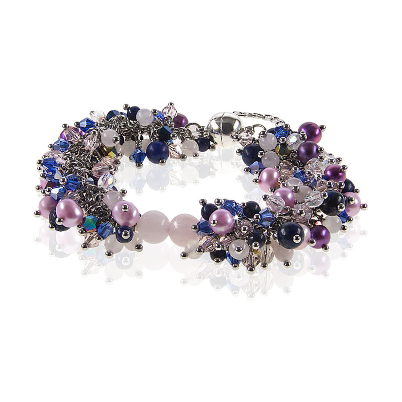 Santorin – Armband mit Süßwasserperlen, Rosenquarz und Lapislazuli Santorin – Armband mit Süßwasserperlen, Rosenquarz und Lapislazuli
