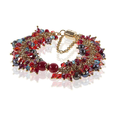 Corail royal Luxus-Klasse Armband-Süßwasserperlen,Rote Koralle,14K Gold – Armbänder – Ansicht 1