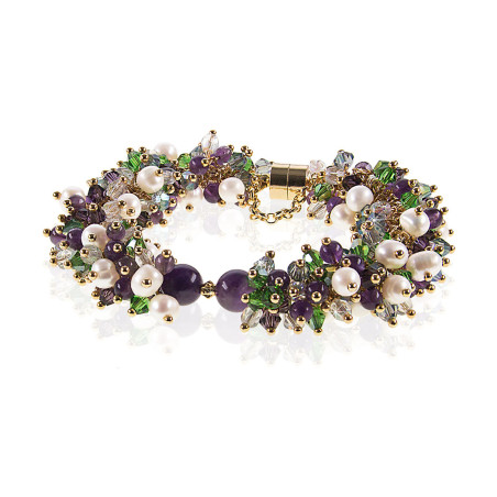 Azureus Luxus Armband-Süßwasserperlen,Amethyst,14K Gold – Armbänder – Ansicht 1