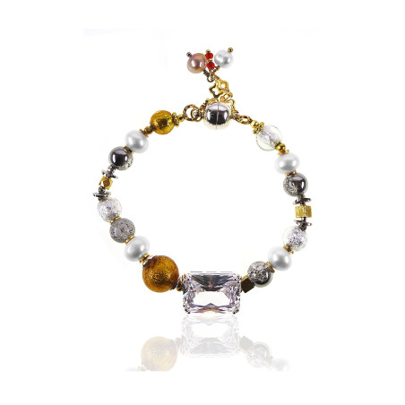 Étoile–Bicolor-Perlenarmband mit Glasstein & Murano-Glas – Startseite – Ansicht 1