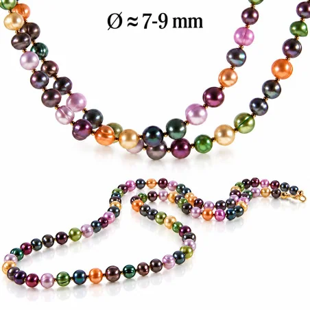 Coloré – Süßwasserperlen-Halskette Multi-Color, 7–9 mm - 1