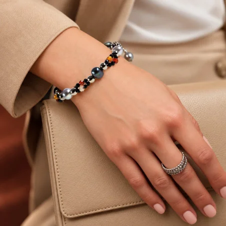 Mélange de gris – Armband mit Süßwasserperlen, Hämatit und Zirkonia