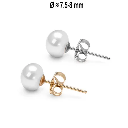 Classique – Süßwasserperlen-Ohrstecker Weiß, 7,5–8 mm - 6