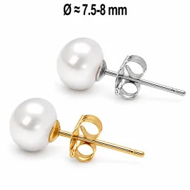Classique – Süßwasserperlen-Ohrstecker Weiß, 7,5–8 mm