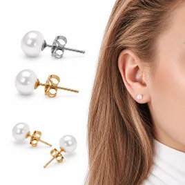 Classique – Süßwasserperlen-Ohrstecker Weiß, 7,5–8 mm