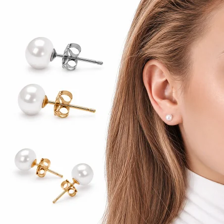 Classique – Süßwasserperlen-Ohrstecker Weiß, 7,5–8 mm