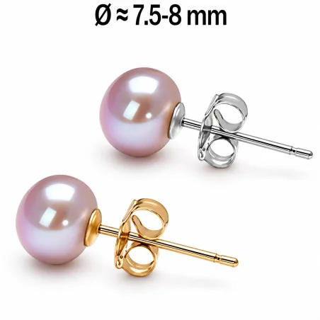 Classique – Süßwasserperlen-Ohrstecker Flieder, 7,5–8 mm