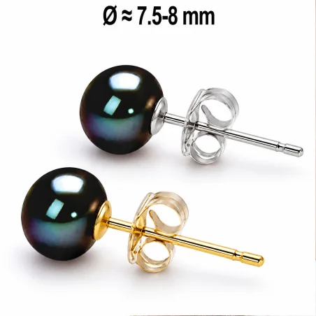 Classique – Süßwasserperlen-Ohrstecker Schwarz, 7,5–8 mm