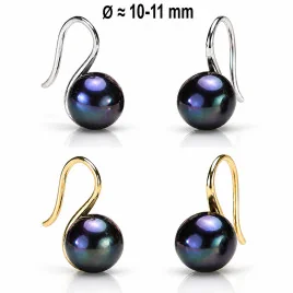 Classique – Süßwasserperlen-Ohrhänger Schwarz, 10–11 mm - 1