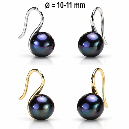 Classique – Süßwasserperlen-Ohrhänger Schwarz, 10–11 mm - 1