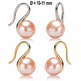 Süßwasserperlen-Ohrhänger Rosa, 10–11 mm
