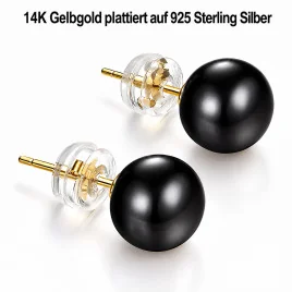 Süßwasserperlen-Ohrstecker Schwarz, 9–9,5 mm