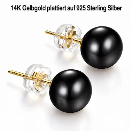 Süßwasserperlen-Ohrstecker Schwarz, 9–9,5 mm