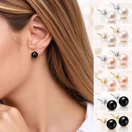 Classique – Süßwasserperlen-Ohrstecker Schwarz, 9–9,5 mm