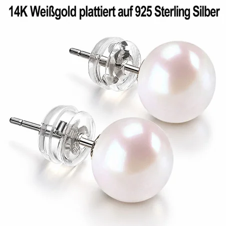 Classique – Süßwasserperlen-Ohrstecker Weiß, 9–9,5 mm