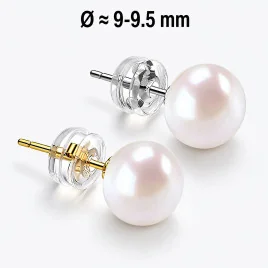 Classique – Süßwasserperlen-Ohrstecker Weiß, 9–9,5 mm