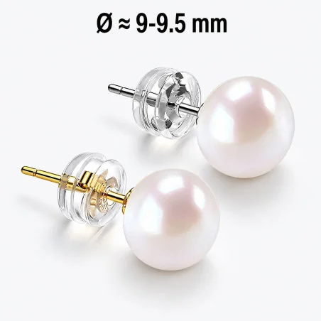 Classique – Süßwasserperlen-Ohrstecker Weiß, 9–9,5 mm