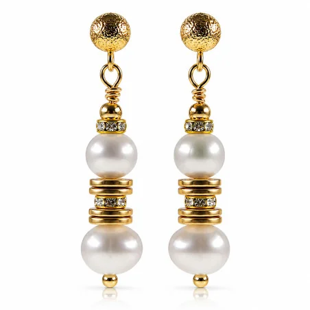 24K Süßwasserperlen-Ohrhänger, 6,5–8,5 mm