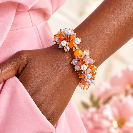 Isabelle – Süßwasserperlen-Armband mit Chalcedony und Glaskristallen, 24K vergoldet