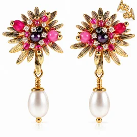 Crète – 24K Ohrhänger mit Süßwasserperle und Chalcedon