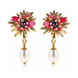 Crète – 24K Ohrhänger mit Süßwasserperle und Chalcedon