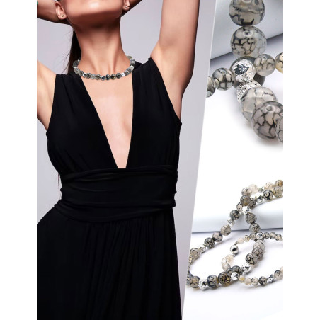 Dragon – 2-teiliges Set aus Choker-Kette und Armband mit Achat und Hämatit