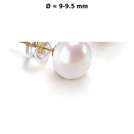 Classique Süßwasserperlen Ohrstecker 9-9.5mm, Weiß – Ohrringe – Ansicht 1