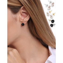 Classique – Süßwasserperlen-Ohrstecker Schwarz, 9–9,5 mm