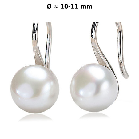 Classique Perlen Ohrhänger, 10-11mm, Weiß – Ohrringe – Ansicht 1