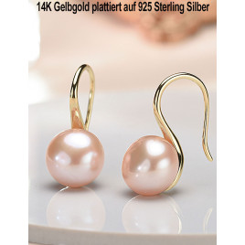 Classique Perlen Ohrhänger, 10-11mm, Rosa – Ohrringe – Ansicht 3