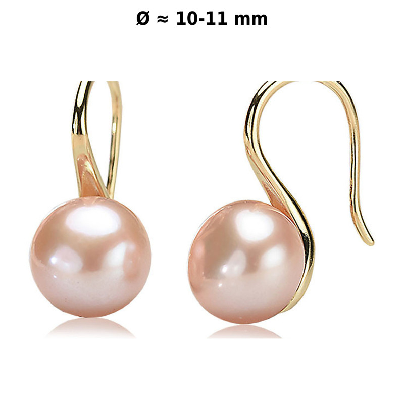 Classique – Süßwasserperlen-Ohrhänger Rosa, 10–11 mm