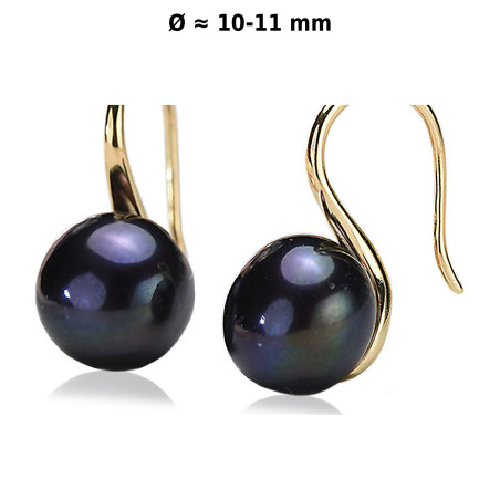 Classique Perlen Ohrhänger, 10-11mm, Schwarz – Ohrringe – Ansicht 1