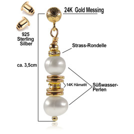 Élégant 24K Süßwasserperlen Ohrringe – Ohrringe – Ansicht 3