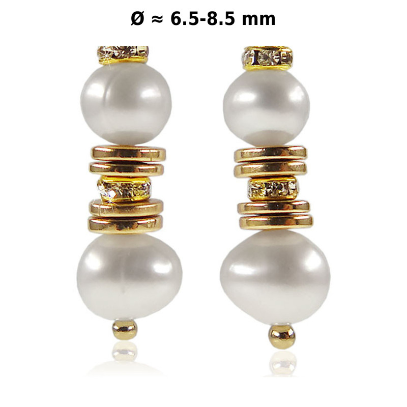 Élégant – 24K Süßwasserperlen-Ohrhänger, 6,5–8,5 mm Élégant – 24K Süßwasserperlen-Ohrhänger, 6,5–8,5 mm