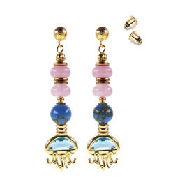 Méduse de mer 24K Ohrhänger mit Meeres Qualle,Türkis,Chalcedony – Ohrringe – Ansicht 1