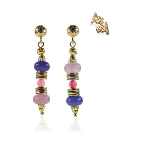 Vacances Asymmetrischen 24K Ohrringe mit Chalcedony, Onyx – Ohrringe – Ansicht 1