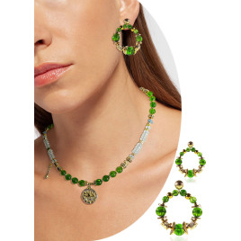 Birmanie – Peridot-Creolen, 24K vergoldet