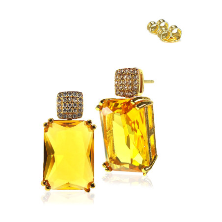 Citron Glas-Kristall-Zirkonia Ohrringe – Ohrringe – Ansicht 1