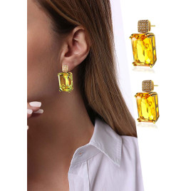 Citron – Tropfen-Ohrstecker mit Glasstein und Zirkonia