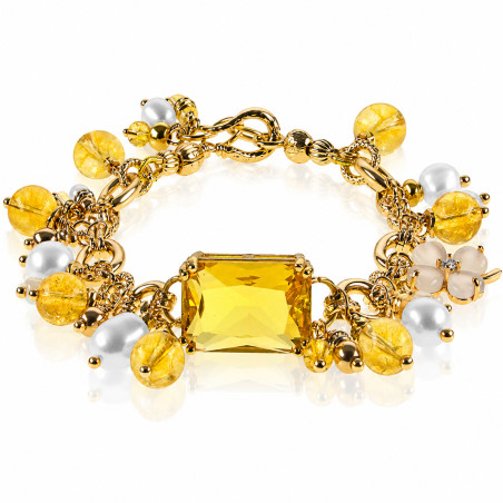 Citron 24K Gliederketten-Armband,Citrin,Süßwasserperlen – Armbänder – Ansicht 1