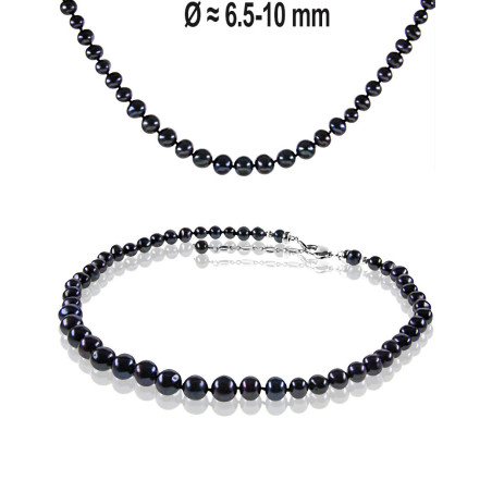Classique Elegante Süßwasserperlen Kette, Schwarz
