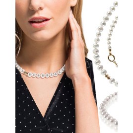 Intemporel – Süßwasserperlen-Collier Weiß, 8–9 mm