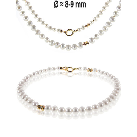 Intemporel – Süßwasserperlen-Collier Weiß, 8–9 mm
