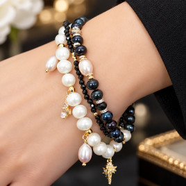 Grand Ben 3-reih.Armband mit Süßwasserperlen,Spinell,Zircone – Inspirationen – Ansicht 1