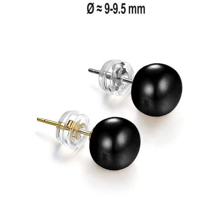Classique Süßwasserperlen Ohrstecker 9-9.5mm, Schwarz