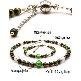 Jade noir Armband mit Jade, Muranoglas, Hämatit 14K – Armbänder – Ansicht 5