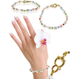 Jeu – Süßwasserperlen-Armband mit Kristallperlen