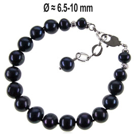 Classique Perlenarmband, schwarz, 6-10 mm – Armbänder – Ansicht 1